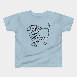 Dog with Biden Harris 2024 Sign Line Drawing Kids T-Shirt